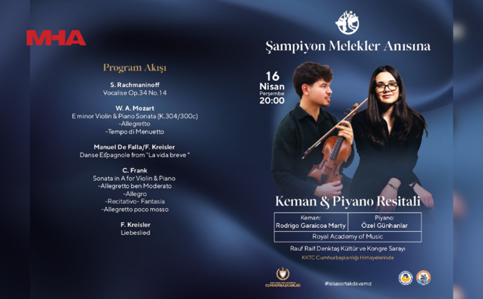 ŞAMPİYON MELEKLER ANISINA KEMAN VE PİYANO RESİTALİ DÜZENLENİYOR