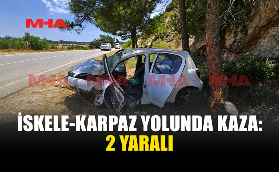 İSKELE-KARPAZ YOLUNDA ARAÇ AĞACA ÇARPTI