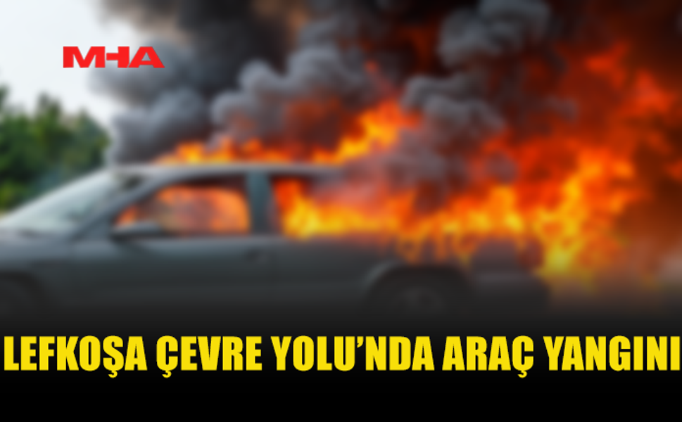 LEFKOŞA ÇEVRE YOLU’NDA SEYİR HALİNDEKİ ARAÇ ALEV ALDI