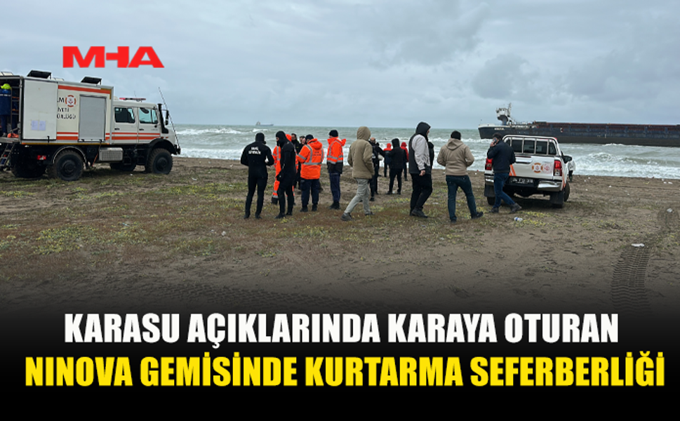 SAKARYA'DA KURU YÜK GEMİSİ KARAYA OTURDU