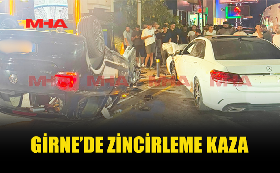 GİRNE’DE 3 ARACIN KARIŞTIĞI KAZADA 2 KİŞİ YARALANDI