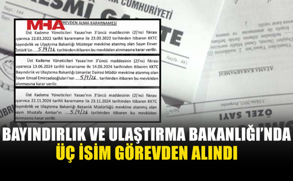 MÜSTEŞAR, BAKANLIK MÜDÜRÜ VE DAİRE MÜDÜRÜ GÖREVDEN ALINDI