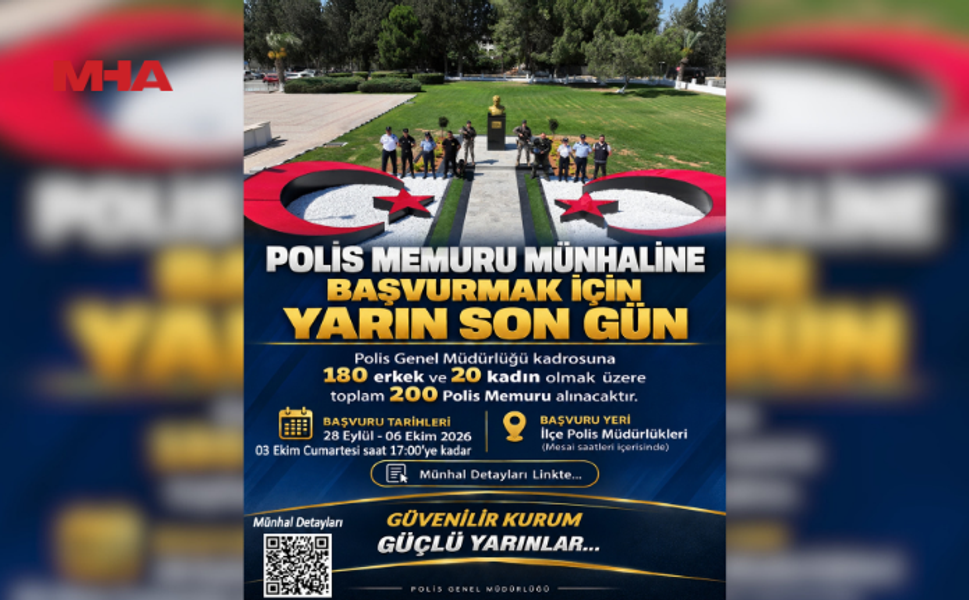 POLİS MEMURU MÜNHALİ İÇİN BAŞVURULAR YARIN SONA ERİYOR