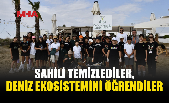 ÖĞRENCİLER SAHİLİ TEMİZLEDİ, DENİZ KAPLUMBAĞALARINI ÖĞRENDİ